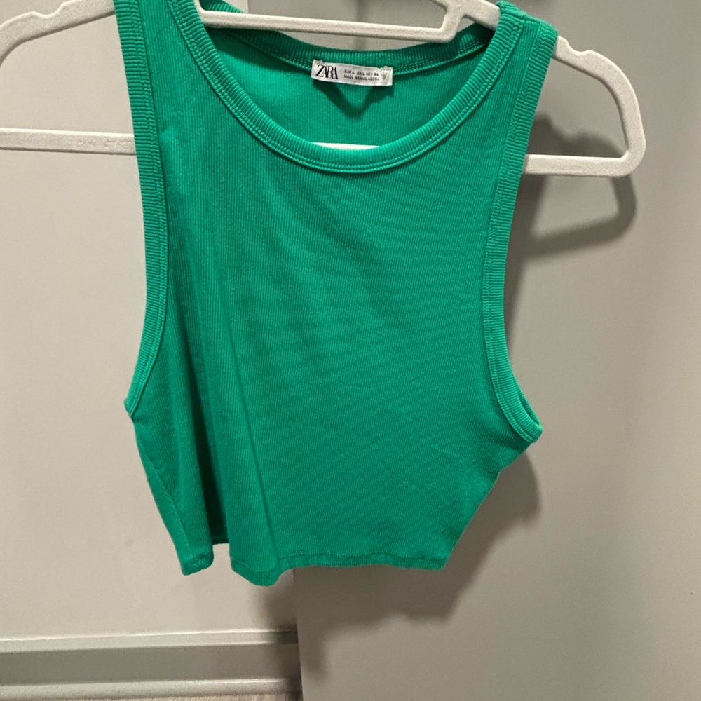 Zara Green Sleeveless Crop Top